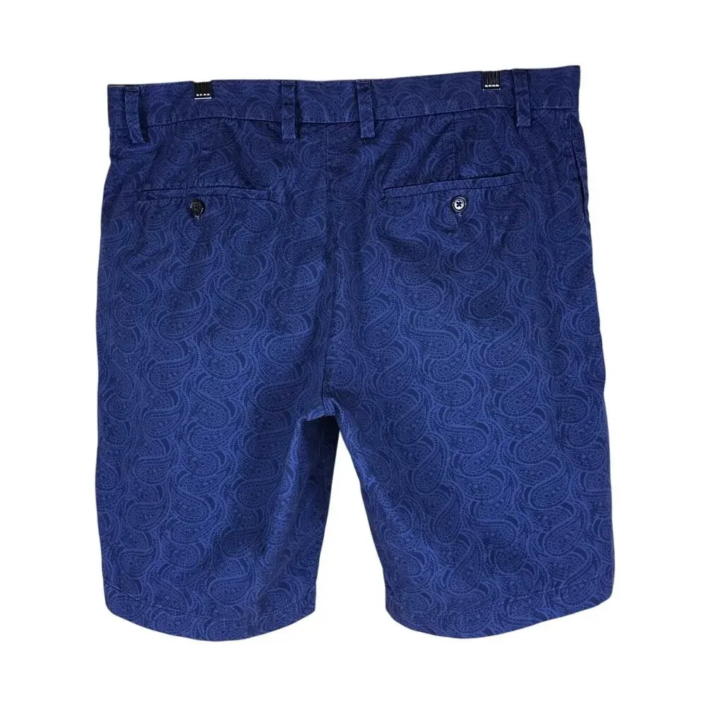 Banana Republic Aiden Shorts Men’s 34 Navy Paisley 100% Cotton Preppy Casual